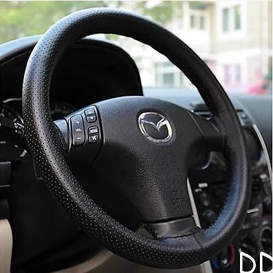New Fashion PU Leather DIY Car Steering Wheel Cover With Needle and Thread Black Free Shipping
