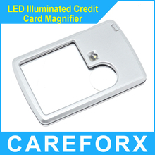 Portátil 3X / 6X lupa tarjeta de crédito de vidrio con LED iluminado