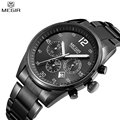MEGIR Watches Men Multifunction Military Watch Chronograph Function Black Full Steel Luxury Watch Men Army Watch