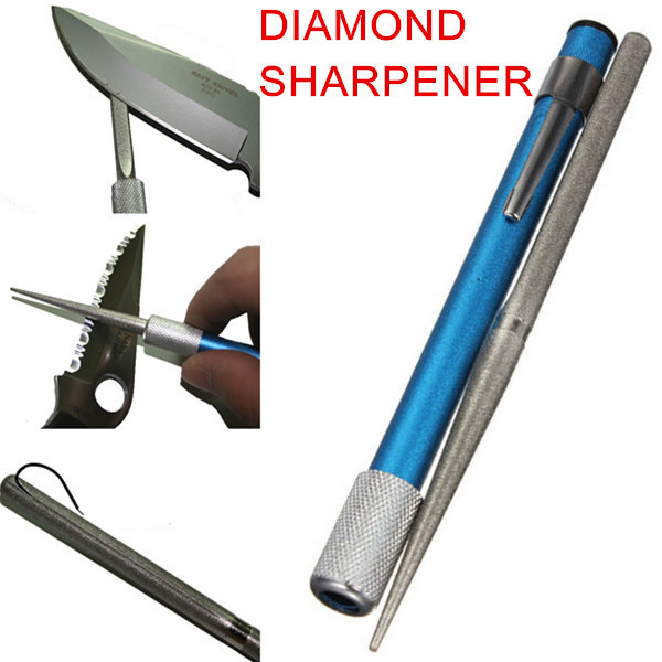 3 in 1 Diamond Blade Pocket Rod Pen Knife Sharpener Grindstone Outdoor