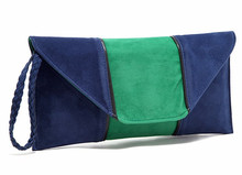 2016 new USA modern fashion style blue green patchwork women envelope handbag women handbags women wrist-let clutches