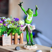 New Hawaii style Frog Resin Crafts Creative Cute Animals Dancing Home Decoration Accessories Animals De Jardim