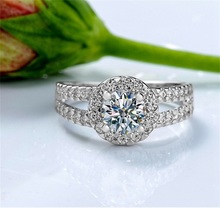 90 OFF 100 925 Sterling Silver Ring 1 Carat Round Synthetic Diamond Zircon Wedding Rings For