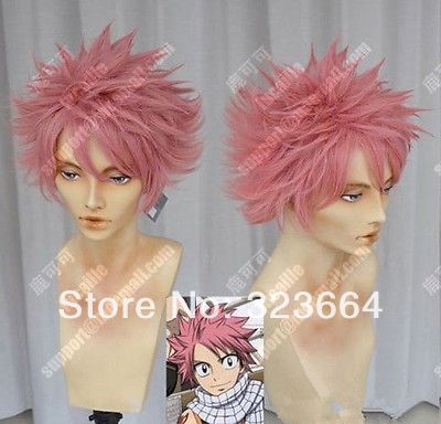 Fairy Tail Natsu Dragneel Pink Spiky Cosplay Party Wig