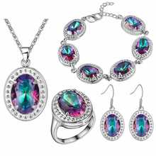 Free provide of 2016 new development jewelry crystal jewelry girl swimsuit 925 Silver Oval coloration crystal jewelry set wholesale