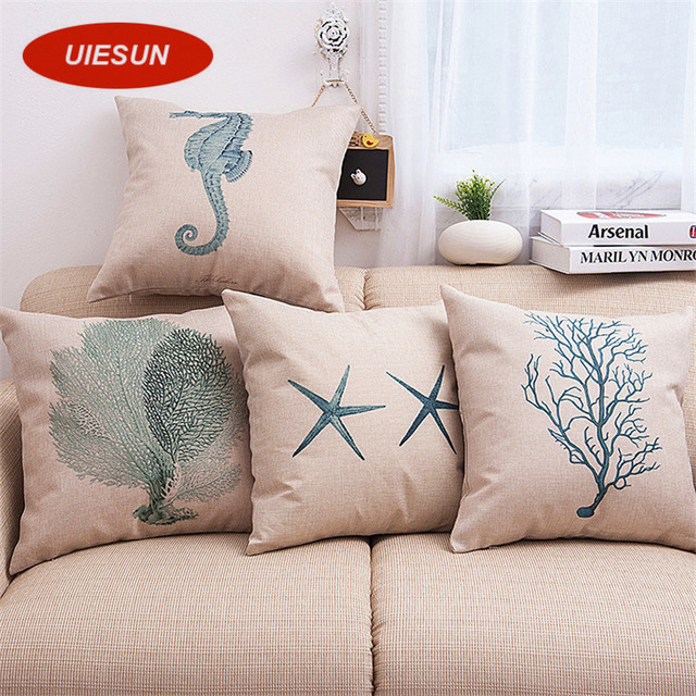 45*45 см Хлопок и Лен Морских Животных Наволочка Подушка Офис Nap Throw Наволочка UIE491
