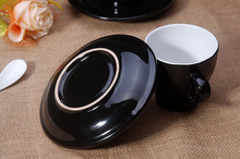 2pcs set Ceramics Chinese Mugs coffe tea mug Milk office Cup color black with tray