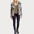 Grey faux fur coat jacket Winter Warm and Light Natural fox Fur Coat Women pelliccia ecologica