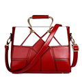 Retro Patchwork 2016 New Women Luxury Elegant Hand Bag Red And Black Geometric Splicing Plaid Large