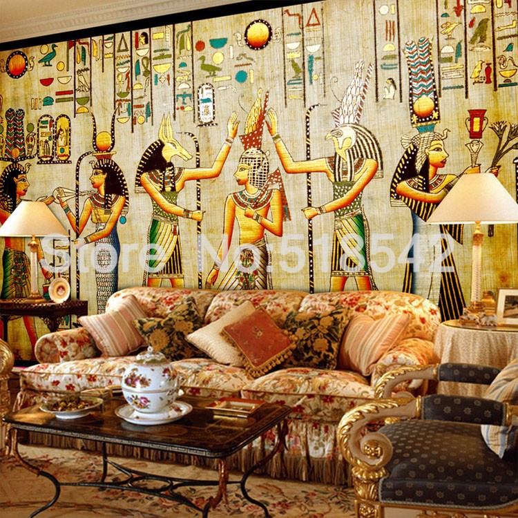 Description Picture 4 of itemCustom Wall Mural Wallpaper Egyptian Figures Large Wall Murals Living Room Restaurant Bedroom Home Decor Wall Paper Classic 3D