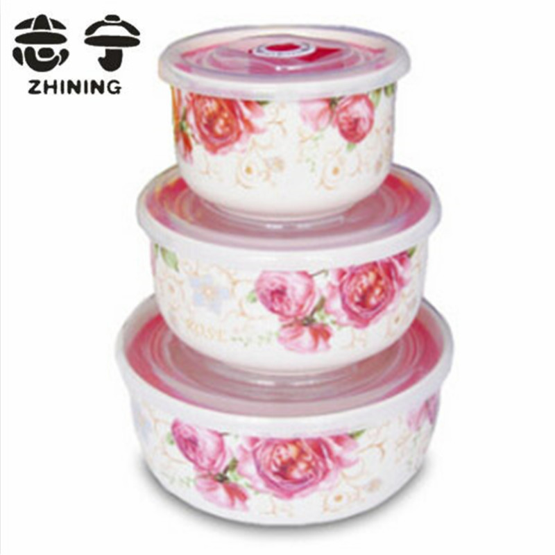 ceramic fresh bowls set Chinese bone china preservation lunch box vacuum seal silicone lid crisper tableware free shipping F-55