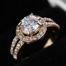 New Fashion Charm High quality plated 18K rose gold Brand designer lady wedding Crystal Zircon Ring jewelry for women