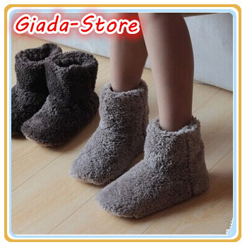 New Winter Warm Cotton-padded Shoes Skid Soft Bottom Indoor Home Shoes Warm Plush Indoor Boots For Men And Women Floors Shoes