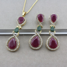 Turkey female fashion jewelry wedding jewelry set 18K gold plated necklace earrings pendant dress accessories wholesale