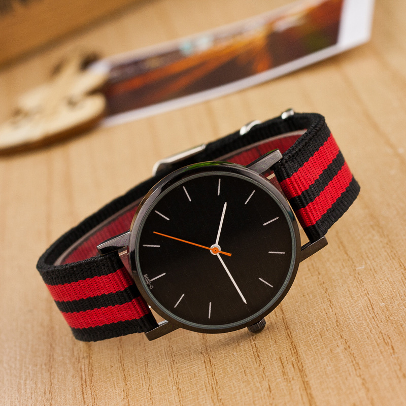 Colour mixture weaving rope band Simple Sports classical black dial Analog Quartz relogio Watch Sports casual