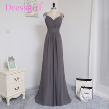 Dressgirl 2016 Cheap Bridesmaid Dresses Under 50 A-line Cap Sleeves Gray Chiffon Lace Open Back Wedding Party Dresses