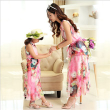 NEW Baby&Mom Dress,Girl Dress,Women Kids Bohemia chiffon dress beach Dress Family Look Clothing Family Matching Outfits ZM6810