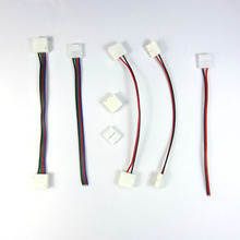 10pcs/lot 10x 10mm 2pin LED strip connector wire for 5050,5630,5730 single/RGB color strip, free solder connector wire