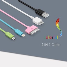 For iPhone and android Cable 4 in 1 USB Sync Data Charger Cable for iPhone4s 5s SE 1M Cable for iPad iPhone6 6s plus HTC Samsung