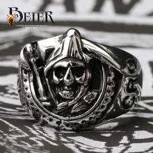 Cool Sons of Anarchy Death Skull Ring For Man 316L Stainless Steel Grim Raper Skull Ring