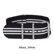 Wholesale 24 mm Multi Color Black White Army Sports nato fabric Nylon watchband Watch Strap accessories