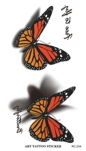 Sexy breast Waterproof 3D butterfly tattoos Letter Design Temporary Tattoo Foil