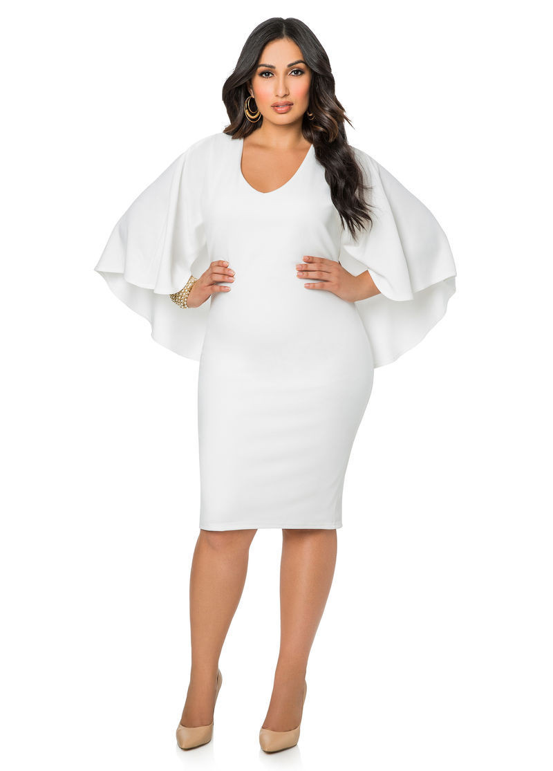 white cape dress plus size