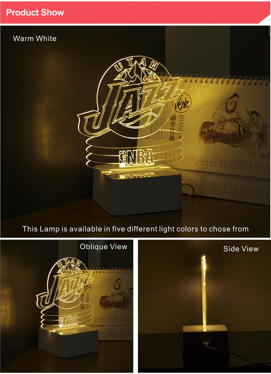 CNHIDEE Micro USB Utah NBA Lamp for Jazz Basketball Shaped 3D Night Light as Led Luz De Noche (2)