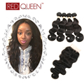 Peruvian Virgin Hair With Closure Body Wave 4 Bundles With 4 4 Lace Closure 8a Grade