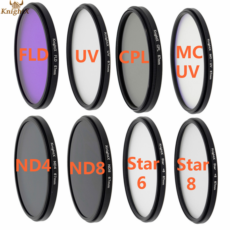 KnightX 52 58 67 mm FLD UV CPL MC UV ND4 ND8 6 8 Point Star