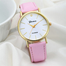 Factory price Women s Fashion Design Dial Leather Band Analog Quartz Wrist Watch JUl17