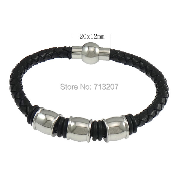 Free shipping!!!Cowhide Bracelet,2014 Fashion Jewelry, with Silicone, stainless steel magnetic clasp, platinum color plated