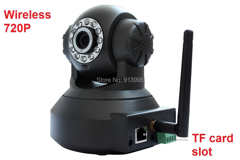Фотография Free shipping H.264 HD 720P indoor Robot Rotate ir night vision wireless web security ip camera with SD/TF card  slot