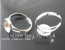 free shipping!!! Bulk 300pcs/lot 10mm pad sterling silver plated ring base with glue on adjustiable jewelry findings