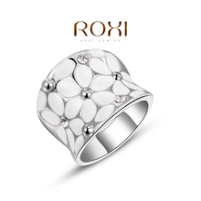 Fashion Austrian Crystal White Flower Ring Gold Plated ROXI Women Jewelry for Chirstmas