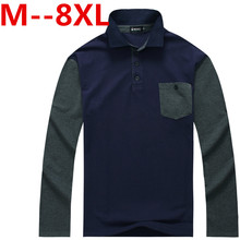 Plus size 8xl 7xl 6xl 5xl 4xl 2015 Mens Polo Shirt Fashion Brand High Quality Long Sleeve Solid Polo Shirt Camisa Polo Masculina