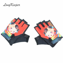 LongKeeper Cute Kids Fingerless Gloves 5-13 Year Children Gloves Sports Glove Cartoon Boys Girls Mittens Blue Red Yellow S191