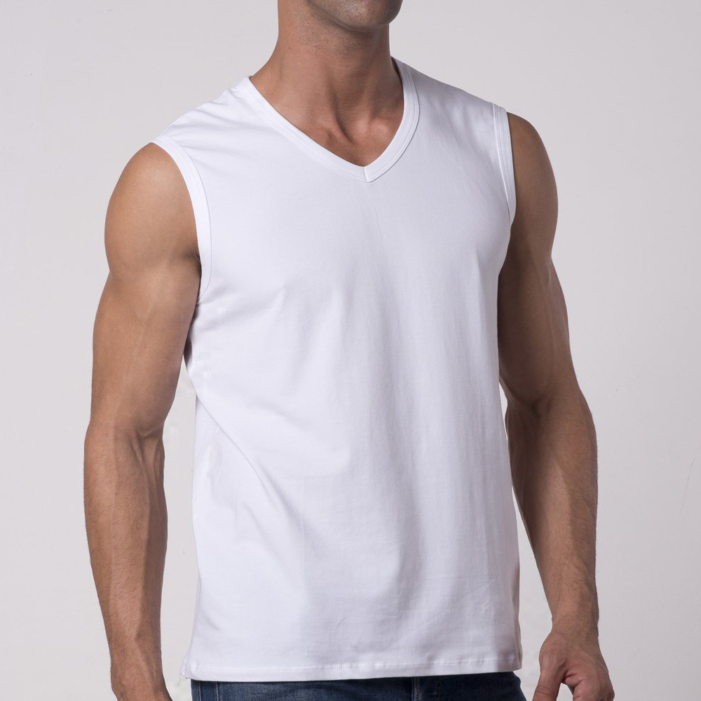 New 2014 Active Men "Mesh" Tank Top White V neck Man's Bodybuilding