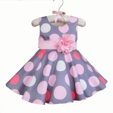 2016 Fashion baby girl Dress Summer Style Infant Casual Dresses Grey Polka Dot Kids Clothing Sundress Wear Girl Princess Dresses