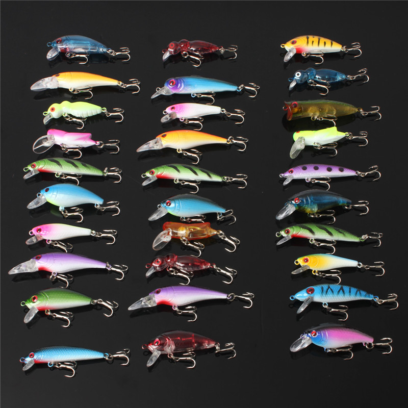 CAMTOA 30pcs/set Fishing Lure Set Jig Head Fishing Soft Lures Spinners With Hooks Tackle Bright Colors To Attract Big Fish