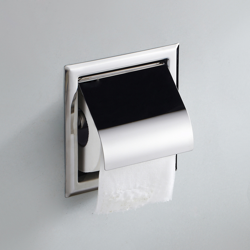 Free Shipping Square Embedded Toilet Paper Holder Brass Bathroom Tissue Box Wall Mounted