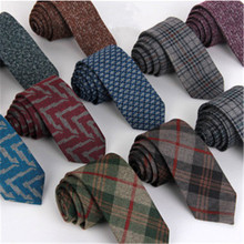 11 Colors Woven Wool Tie Men 6 cm Slim Skinny Narrow Corbata Linen font b Plaid