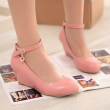 New Arrival 31-43 Small Big size autumn sweet wedges single shoes yards female hasp women’s shoes plus size 6 colors patent