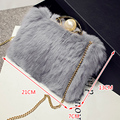 2016 Winter Fashion Genuine Rabbit Fur Shoulder Bag Women Real Fur Crossbody Bag Female Small Chain