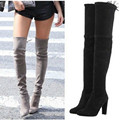 Plus size 34 43 new Women Boots Stretch Faux Suede Slim Thigh High Boots Sexy Fashion