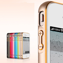 Luxury Metal Bumper for Apple iPhone 4 4s Hippocampal Button Lock Aluminum Alloy Frame with Gold