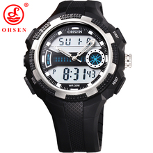 Men ‘ s de los muchachos militares del reloj relojes deportivos 2 zona horaria analógica LED Digital Quartz Alarm fecha día cronógrafo de natación de buceo de pulsera