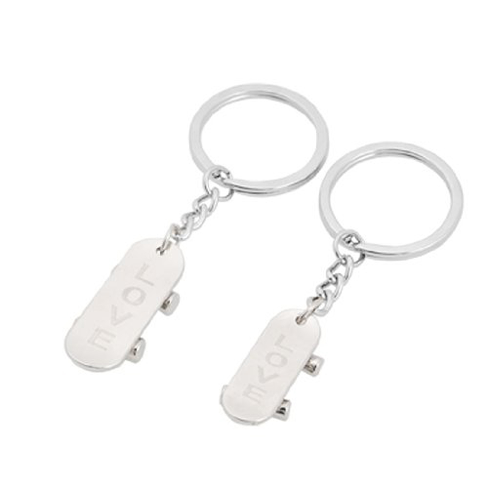 Shopping Time New Silver Couple Lover Silver Tone Skateboard Pendant Key Chain Pair for Lover