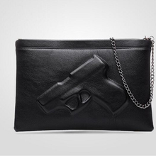 women handbag 3D Print Gun Bag clutch bag Fashion women messenger bag black white Envelope Clutch bolsas punk party purse DL2494