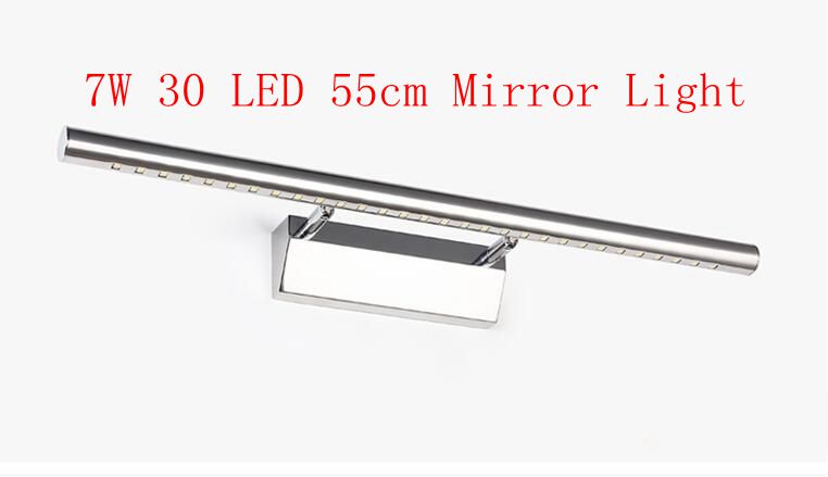 7W Bathroom Mirror Light 30 LED 5050 SMD Warm White Front Light Lamp LED Bath Wall Light Stainless Steel